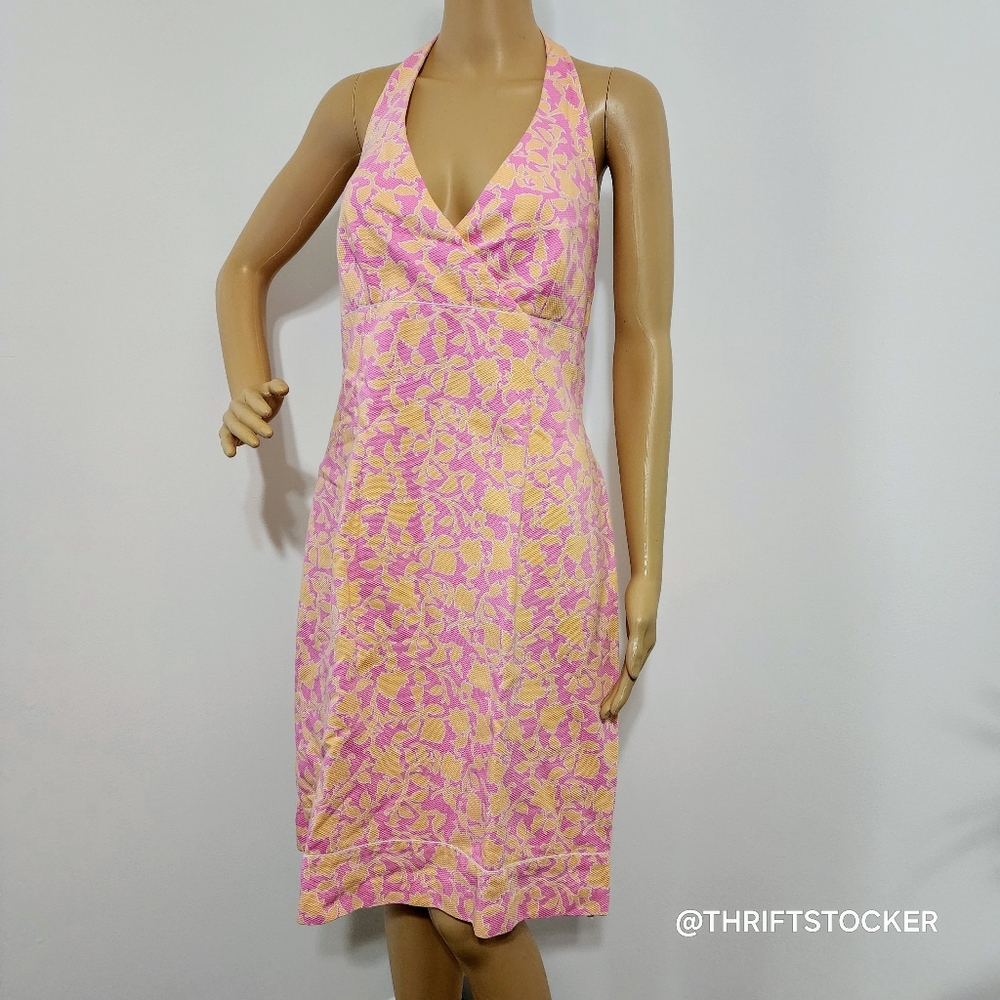 Pink and Yellow Halter Dress